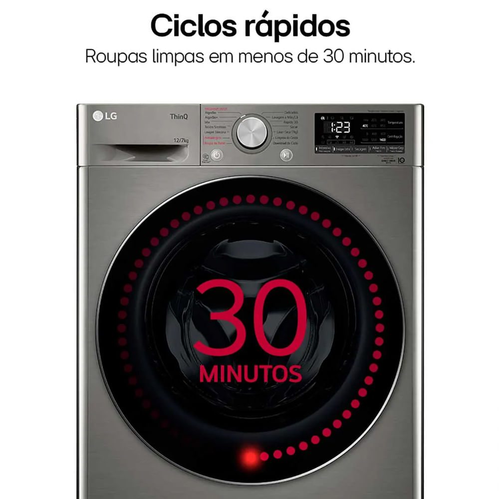 Lava e Seca Smart LG VC4 12kg Look com Inteligência Artificial AIDD CV5012PC4 Inox - 110V
