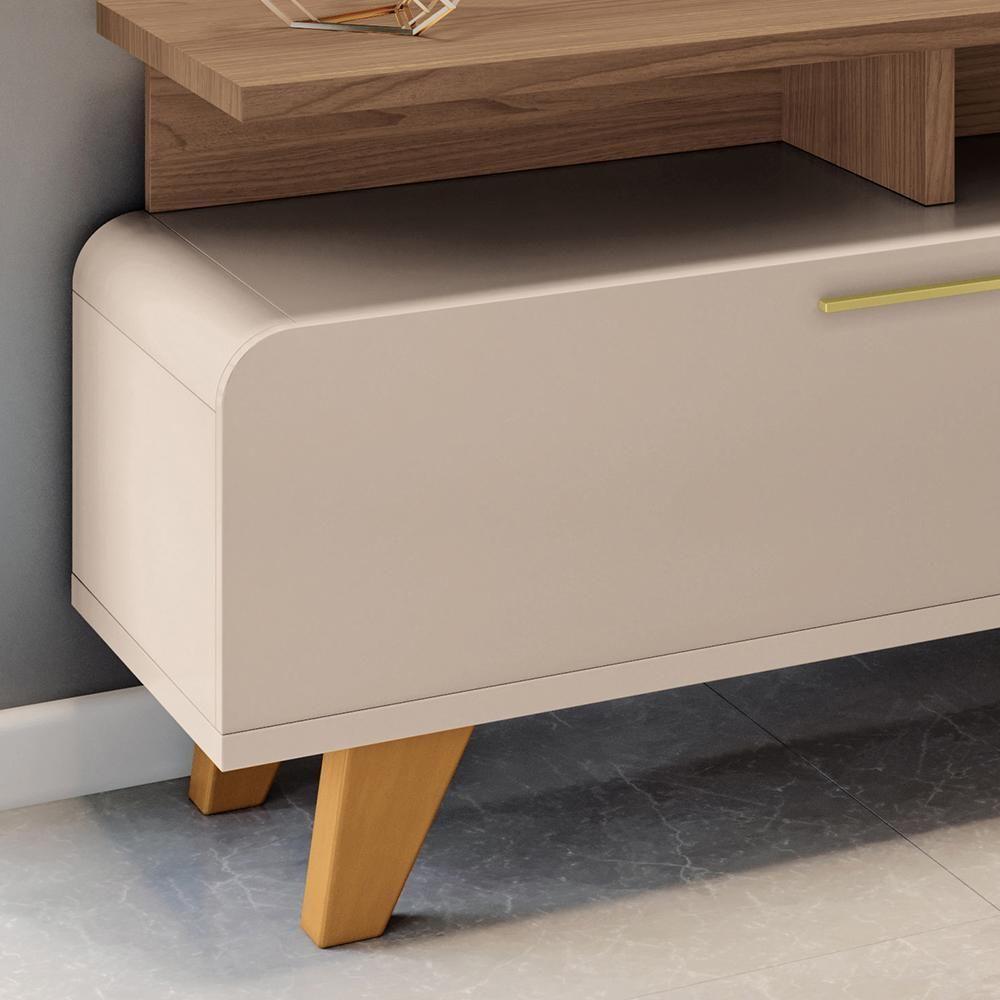 Miniatura Rack Bancada Essenza Com Painel Link 2.0 Off White-castanho Para Tv Até 70? - Hb Móveis Off White-castanho