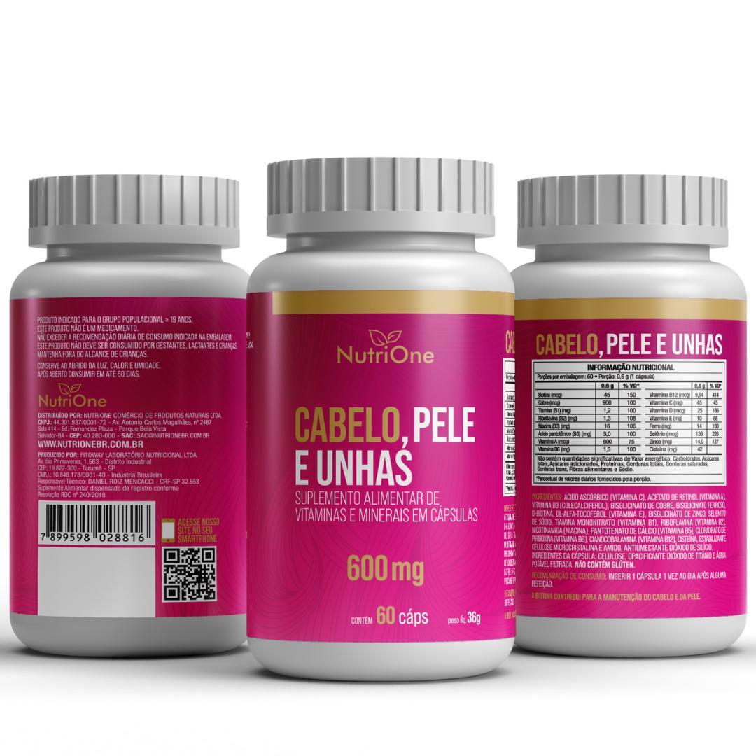 Miniatura Cabelo, Pele E Unhas 60 Caps 600Mg 16 Ativos - Nutrione