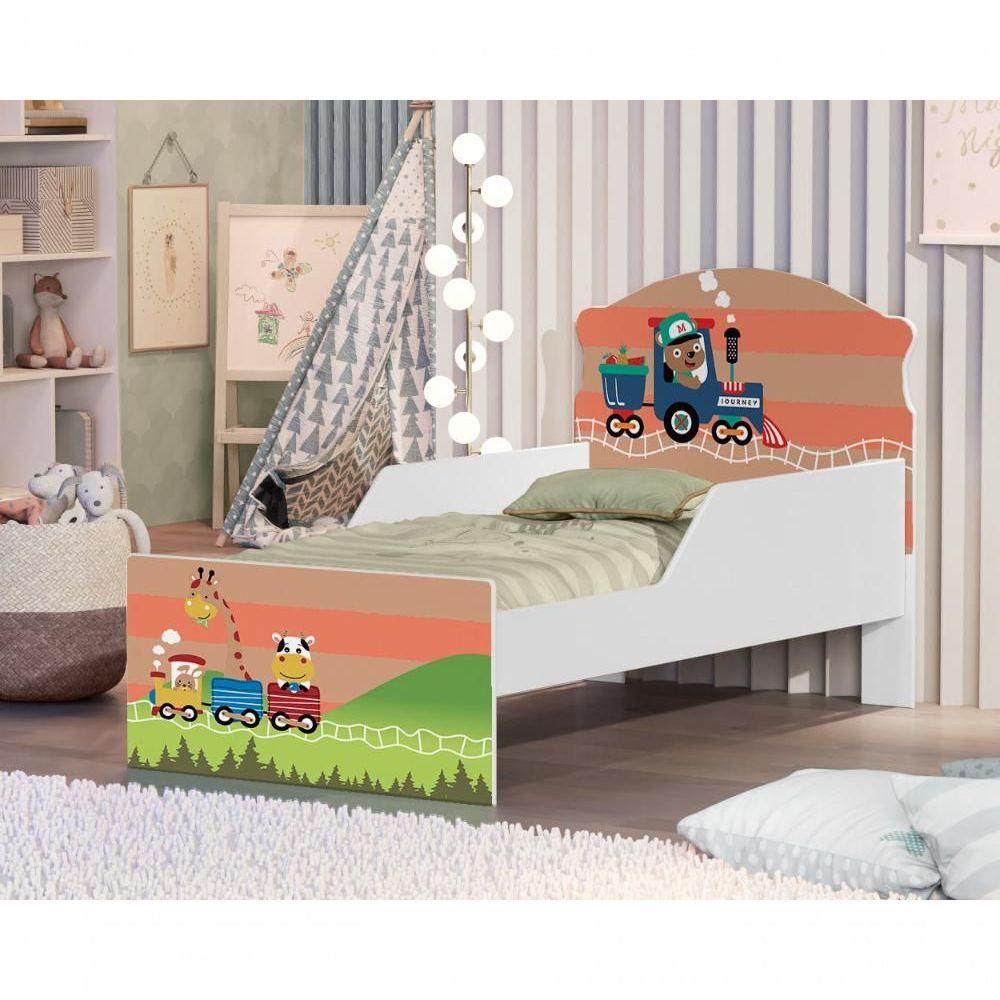 Miniatura Cama Infantil Trem Dos Bichinhos Com Colchão