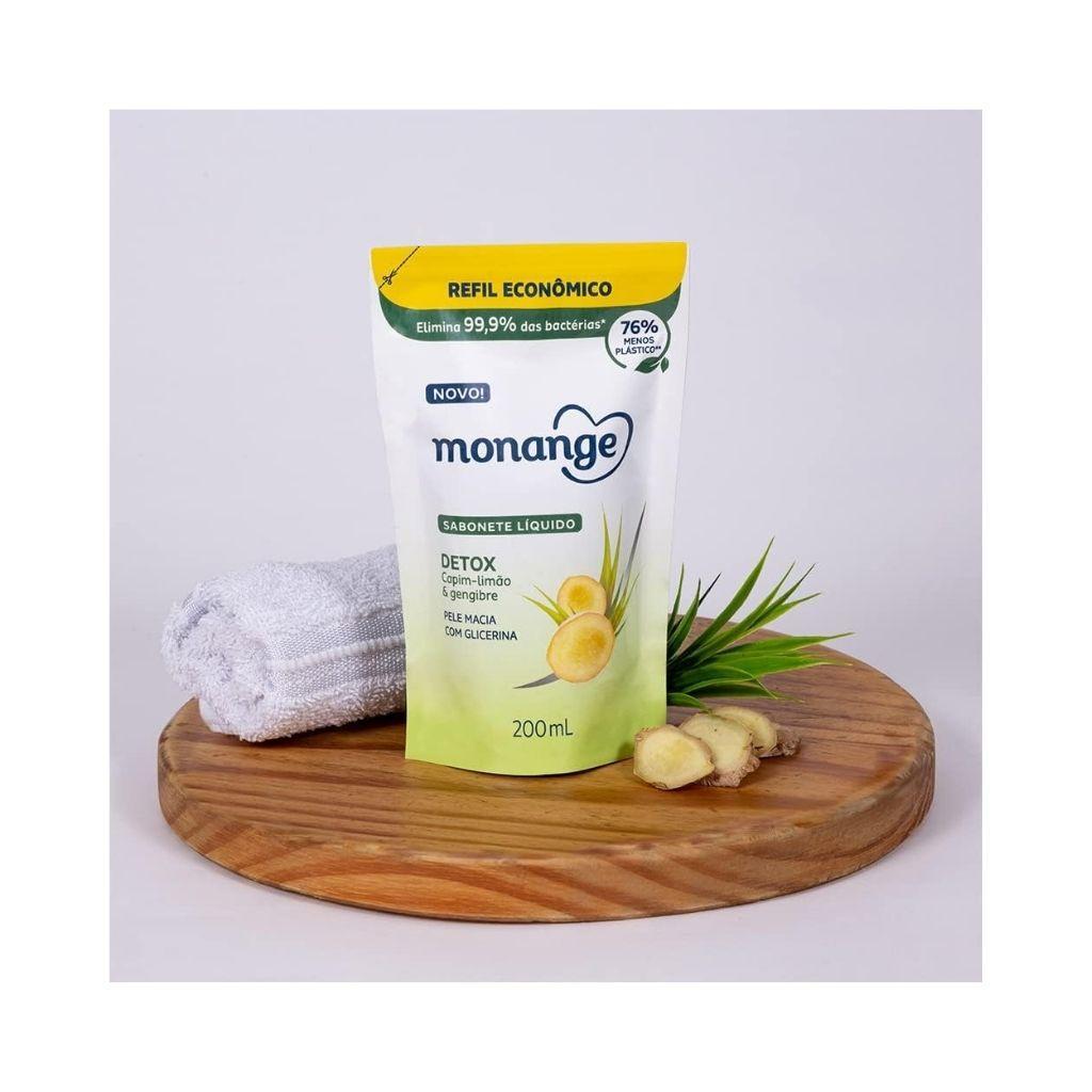 Miniatura Sabonete Liquido Monange Refil 200Ml Detox - Kit Com 3Un