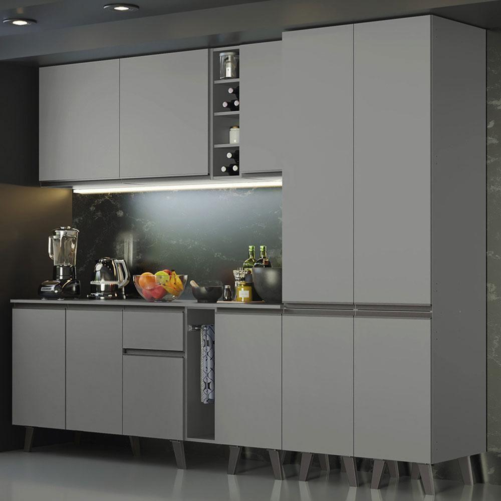 Miniatura Armário De Cozinha Completa 260cm Cinza Nice Madesa Cinza
