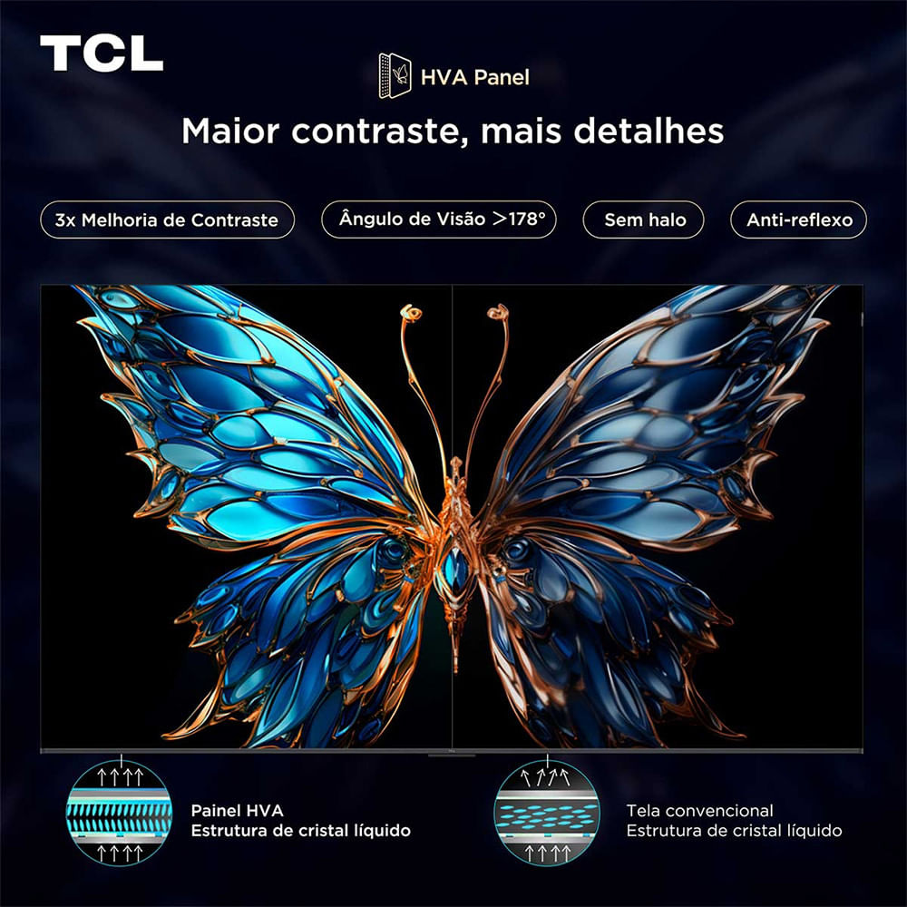 Smart TV TCL 65 Polegadas 65P7K 4K UHD QLED Google Tv Preto - Bivolt