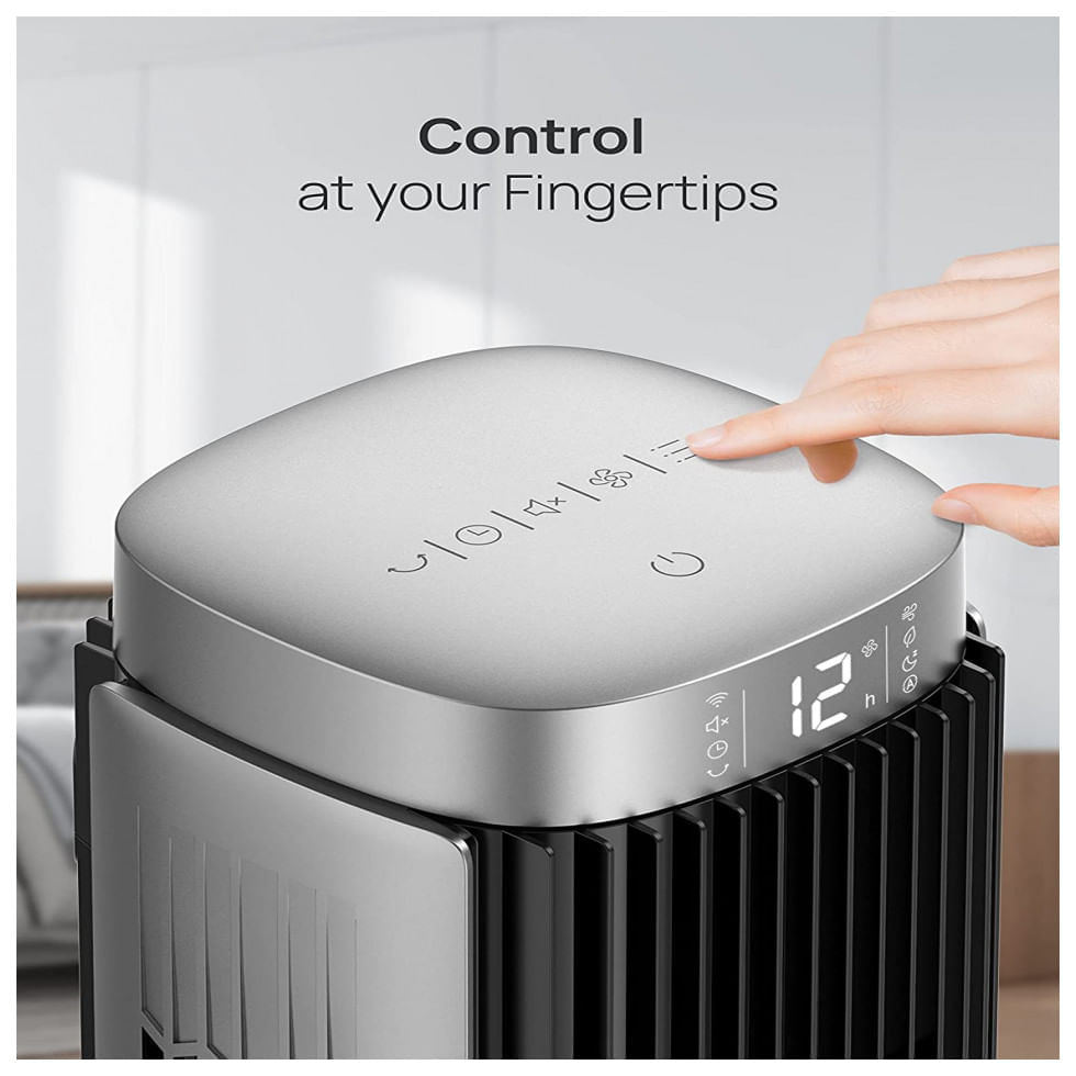 Ventilador de Torre Dreo DR HTF005 com 9 Velocidades, Controle Remoto, Tela LED e Desligamento Automático, 110V, Cinza
