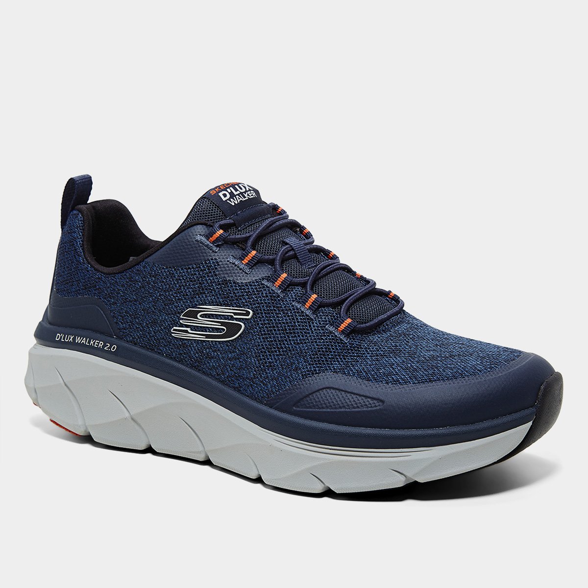 Miniatura Tênis Skechers D'Lux Walker 2.0 S Masculino Azul+Laranja - 39