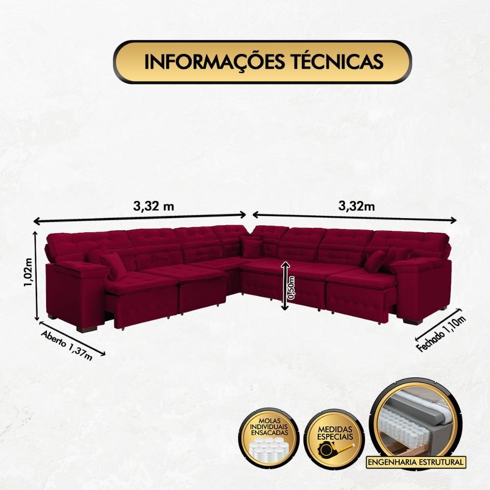 Miniatura Sofá de Canto Magno 3,32x3,32m Vinho