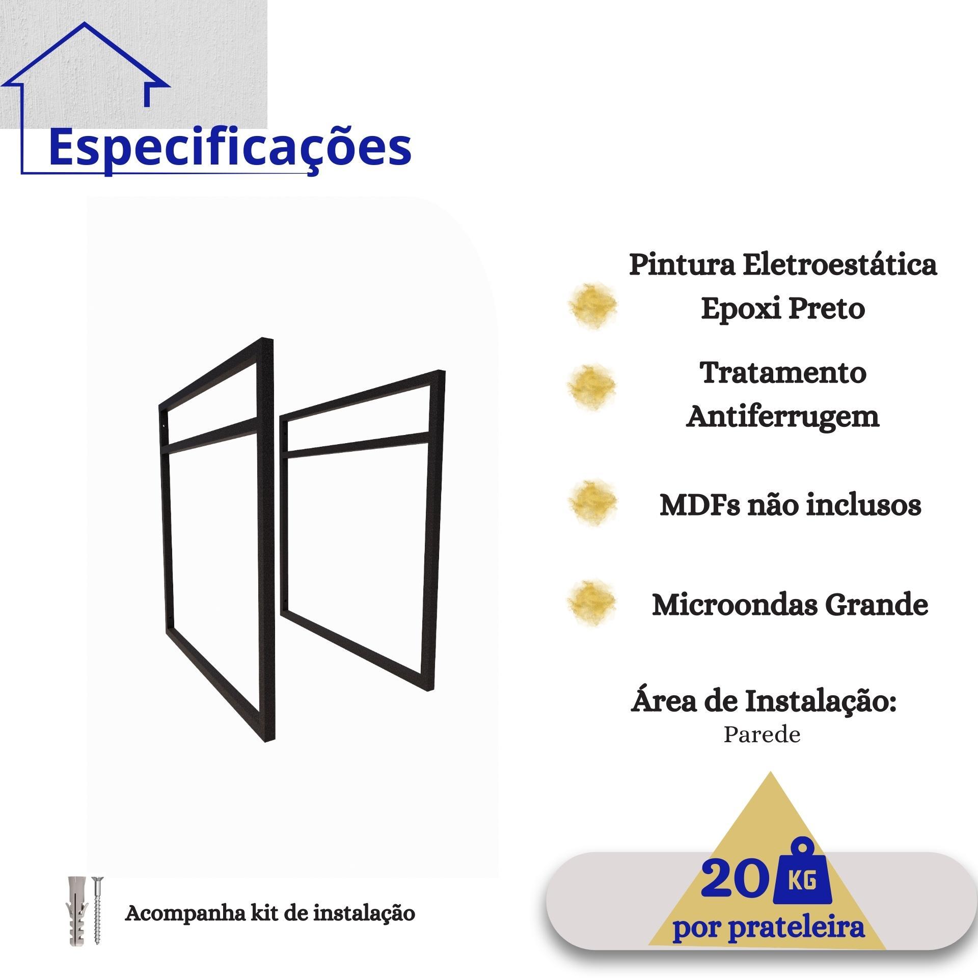 Miniatura Suporte Prateleira Industrial Forno Microondas 45Cm Prof