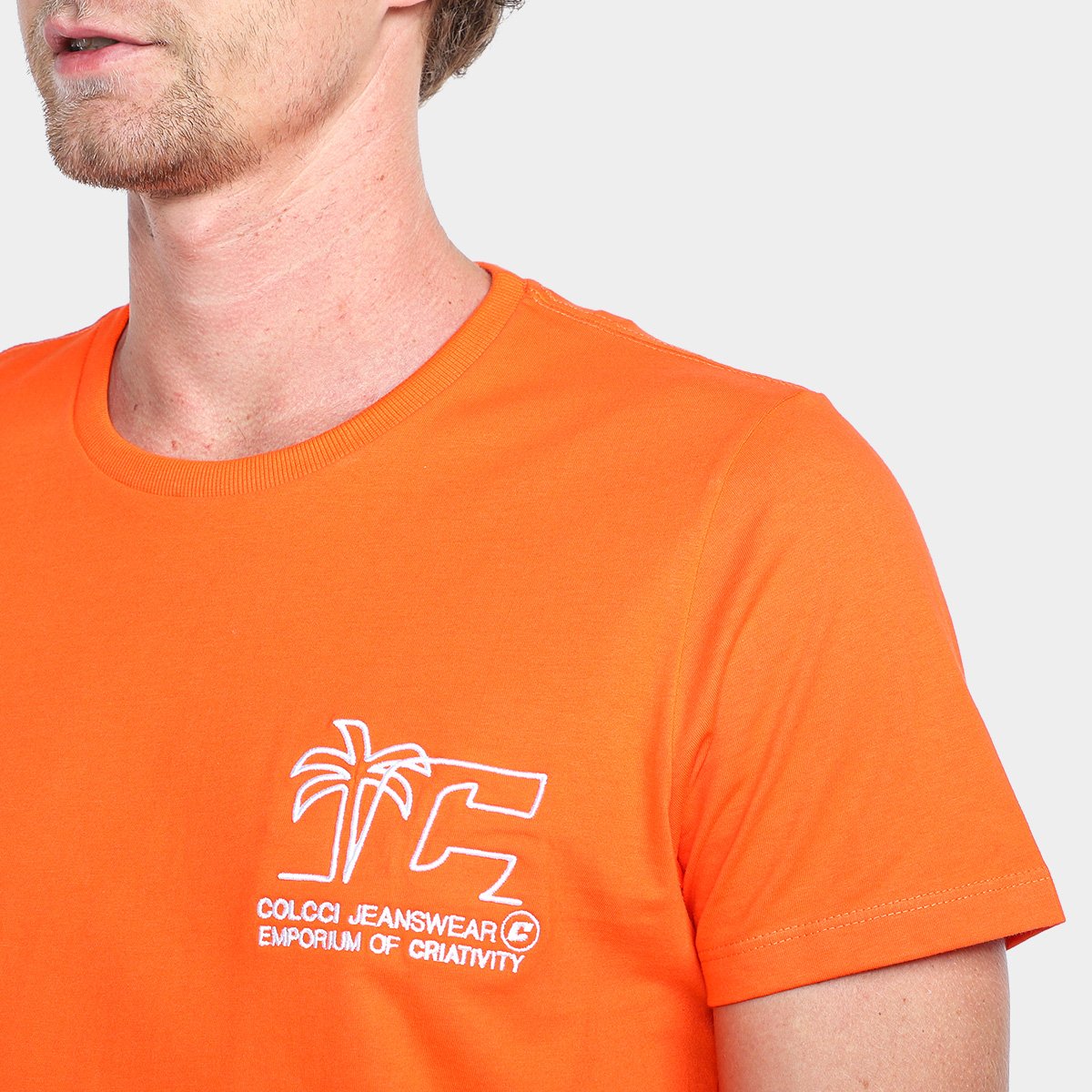 Miniatura Camiseta Colcci Casual Masculina Laranja - GG