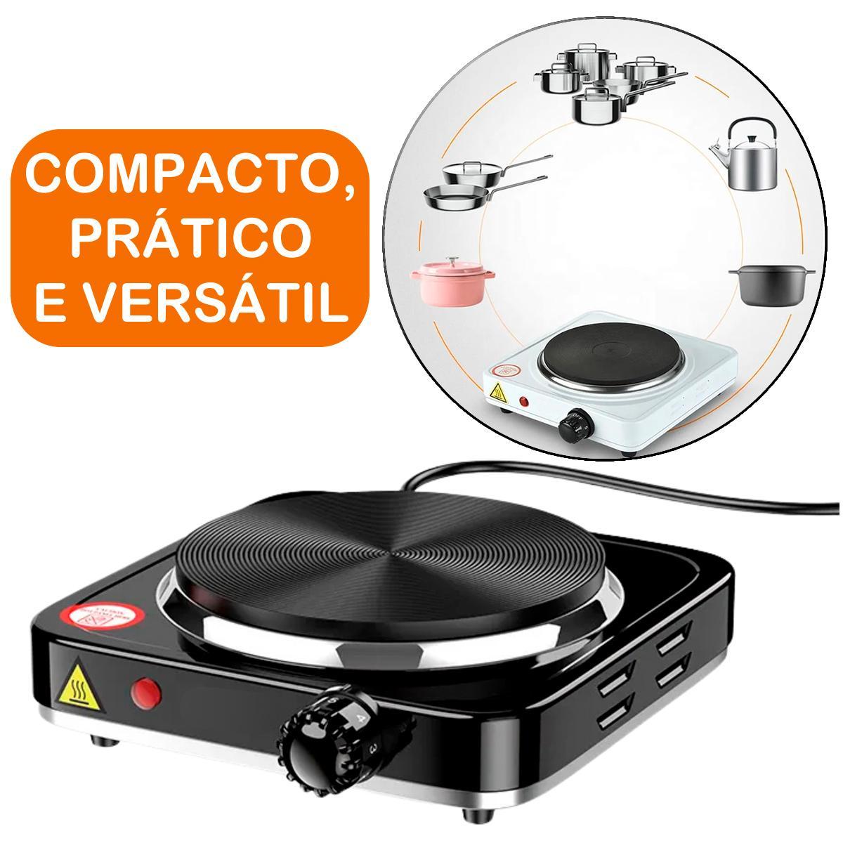 Fogão Elétrico Portátil 1 Boca 1000W Para Mesa Camping 127V