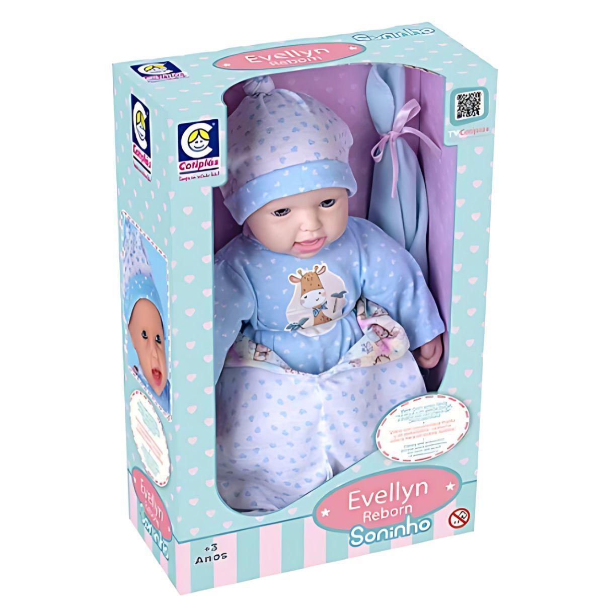 Boneca Linha Evellyn Reborn Soninho Menino 2854 - Cotiplás