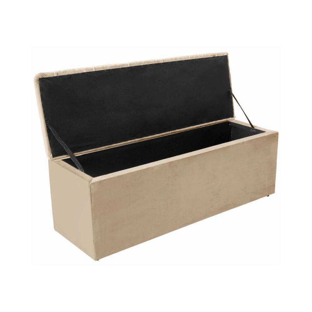 Miniatura Calçadeira Baú Recamier 195 Cm Diana Veludo Bege