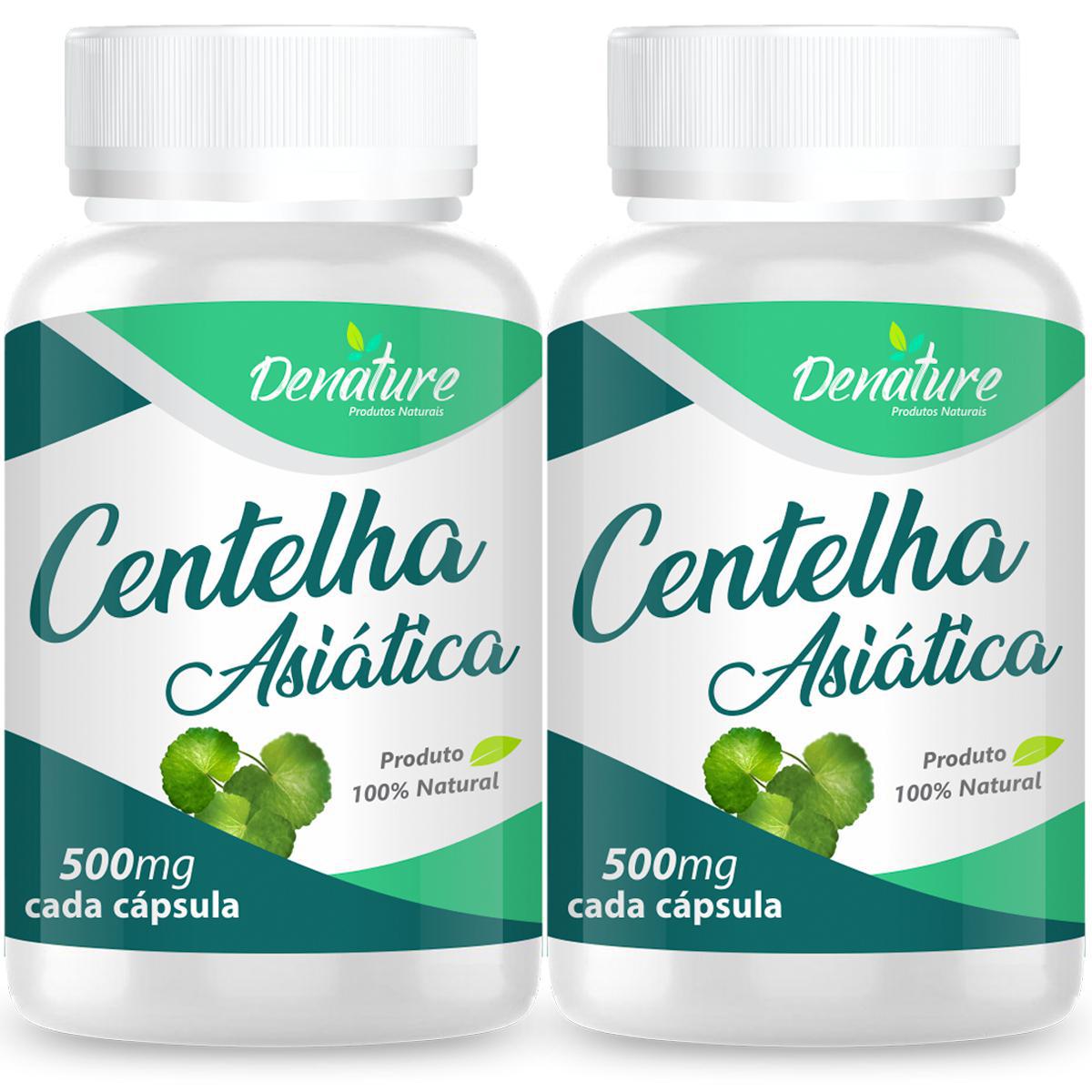 Miniatura Kit 2 Potes Centella Asiática 500Mg 100 Cápsulas Denature