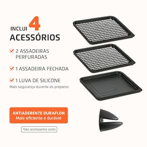 Fritadeira Elétrica Air Fryer Forno Mondial AFON-12L-GI 12L 2000W Painel Digital Preto 110V