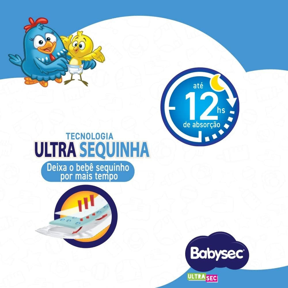 Miniatura Fralda Descartável Babysec Ultrasec Hiper Galinha Pintadinha P 72 Unidades
