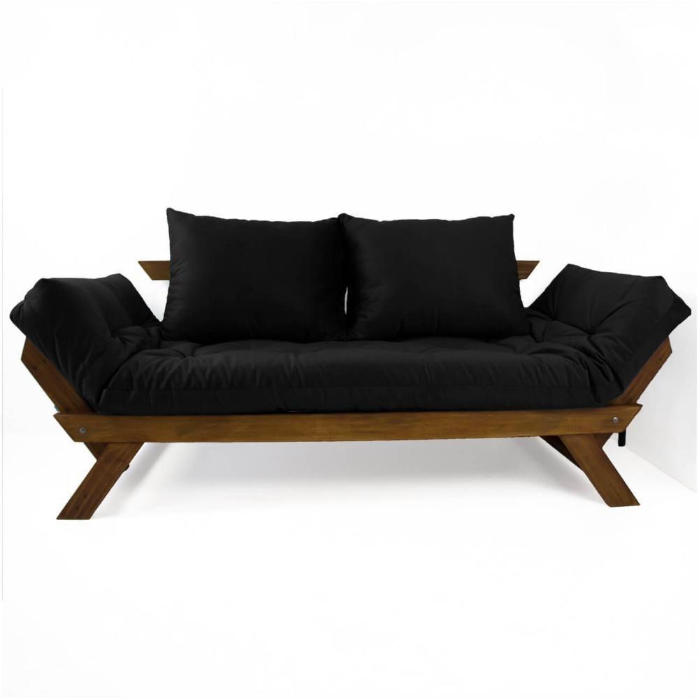 Miniatura Sofá Japão Futon Preto Madeira Maciça Imbuia