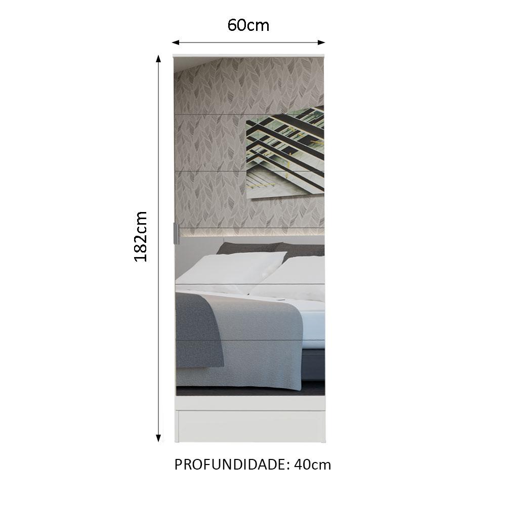 Miniatura Sapateira Armário Multiúso Madesa Isis 1 Porta com Espelhos - Branco Branco