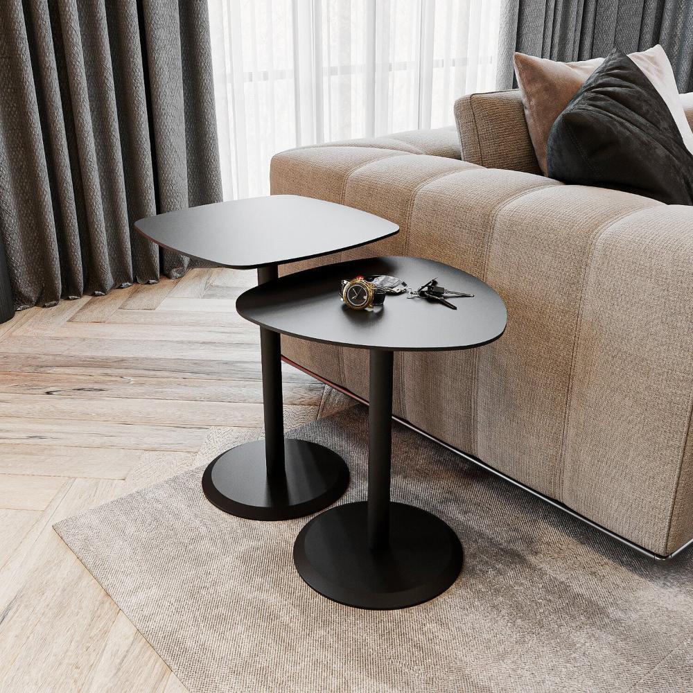 Miniatura Conjunto Mesa de Canto Keva 40x40x53cm Preto
