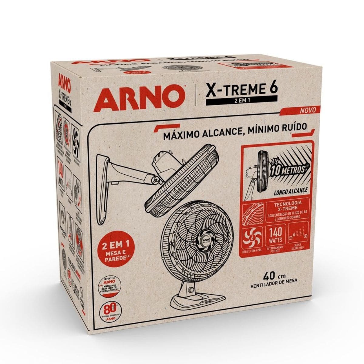 Ventilador 2 Em 1 Arno 40cm X-treme 6p Ve60 140w 110v 110V