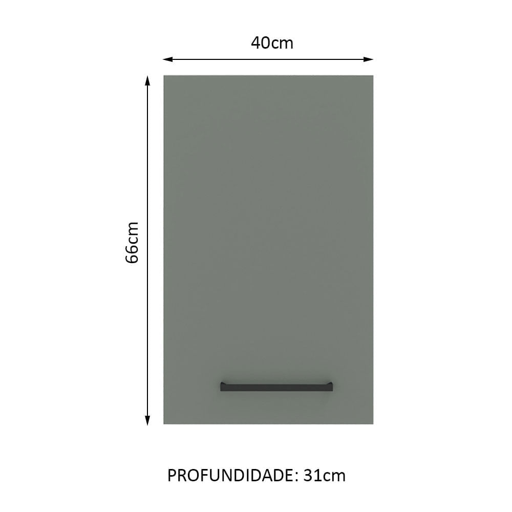 Miniatura Armário Aéreo Madesa Agata 40 cm 1 Porta Branco/Cinza Cor:Branco/Cinza