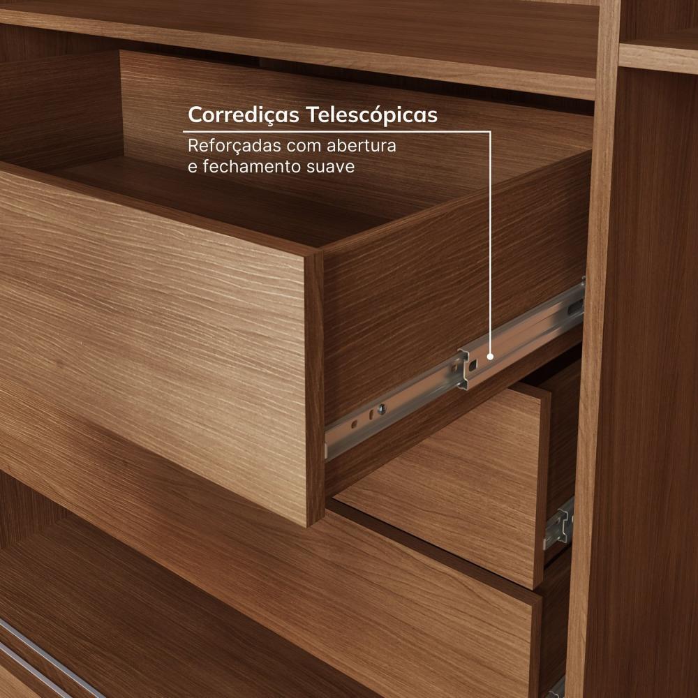 Miniatura Guarda-roupa Casal 3 Portas de Correr Lisas Samambaia Cabecasa Madeiramadeira Freijó/Verde