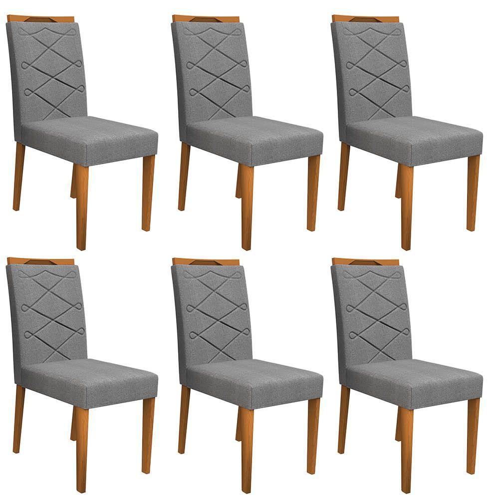 Miniatura Kit 06 Cadeiras de Jantar Lais Linho Cinza Ln02 - D'rossi