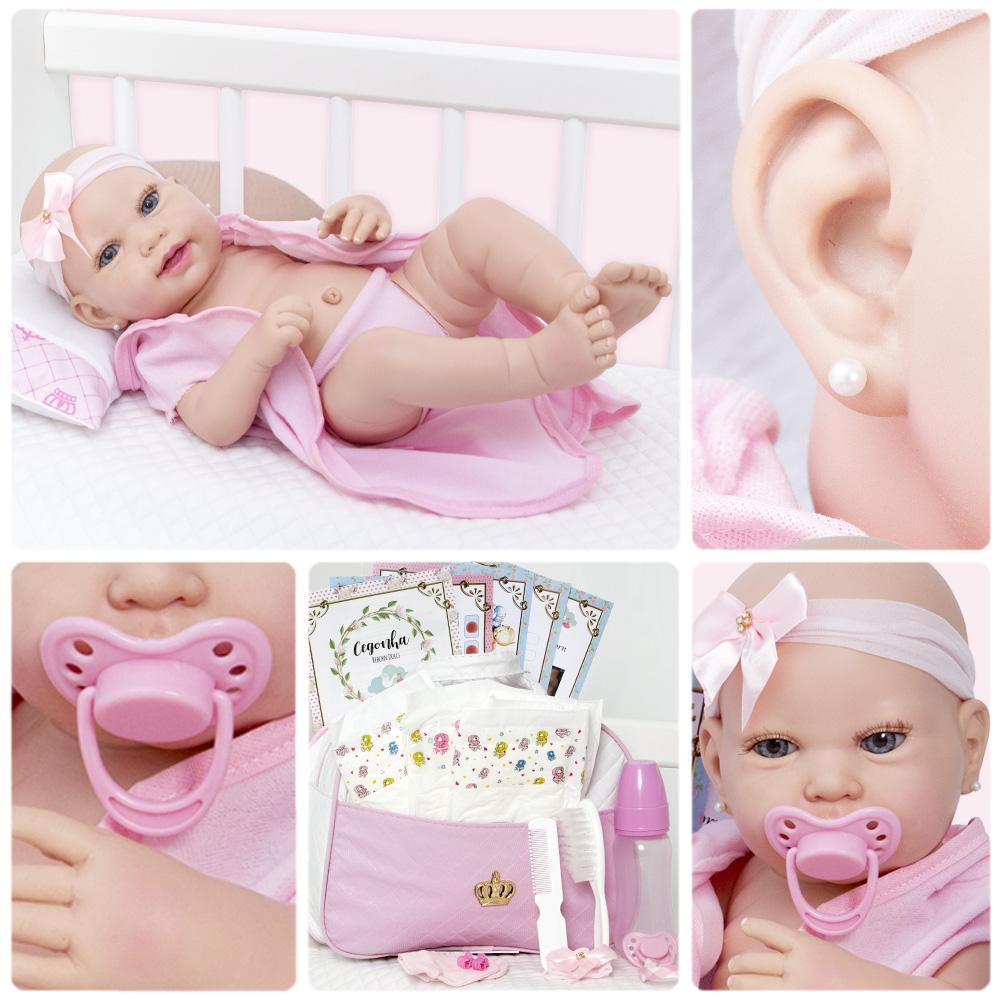 Miniatura Boneca Bebe Reborn Silicone Menina Realista Com Acessórios