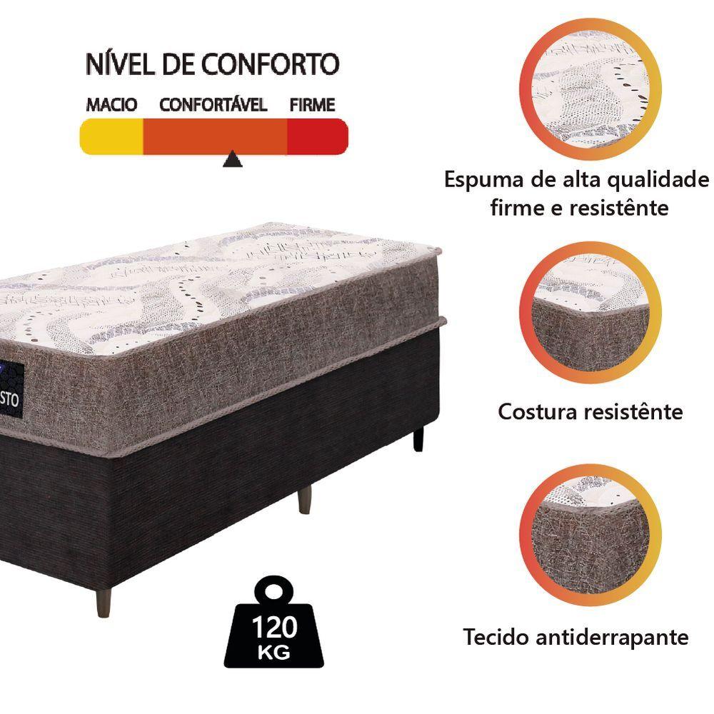 Miniatura Cama Box Solteiro Gazin Colchão Com Espuma 88x188x55cm Camboriu suporta Até 120 Kg Por Pessoa Marrom
