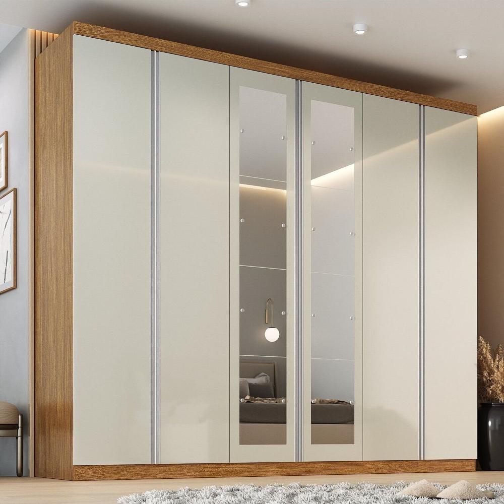 Guarda-roupa Casal com Espelho Monte Carlo Cinamomo / Off White