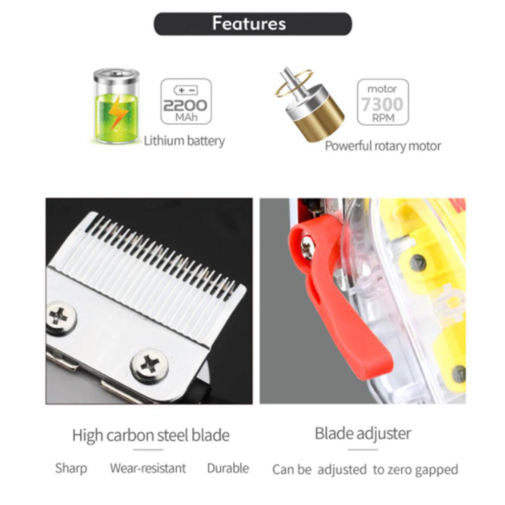 Miniatura Maquina Corta Cabelo Wmark Ng108 Transparente Profissional