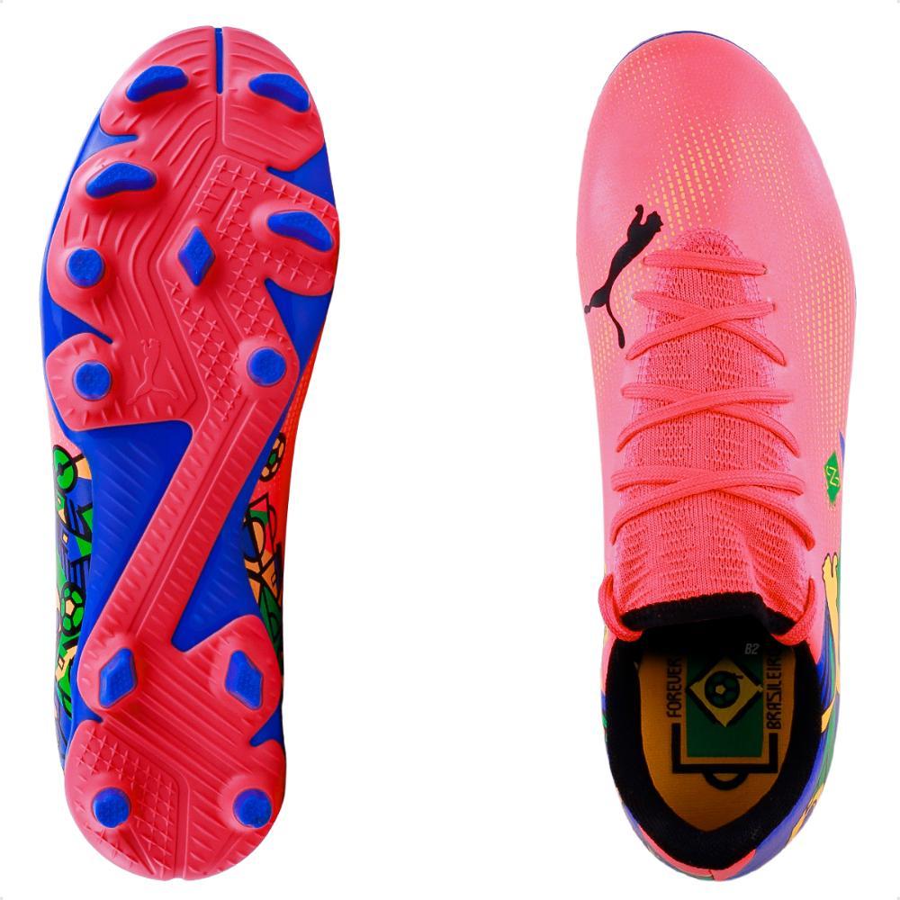Miniatura Chuteira Campo Puma Future 7 Play Neymar Jr FG/AG BDP Masculina Coral / Azul - 38