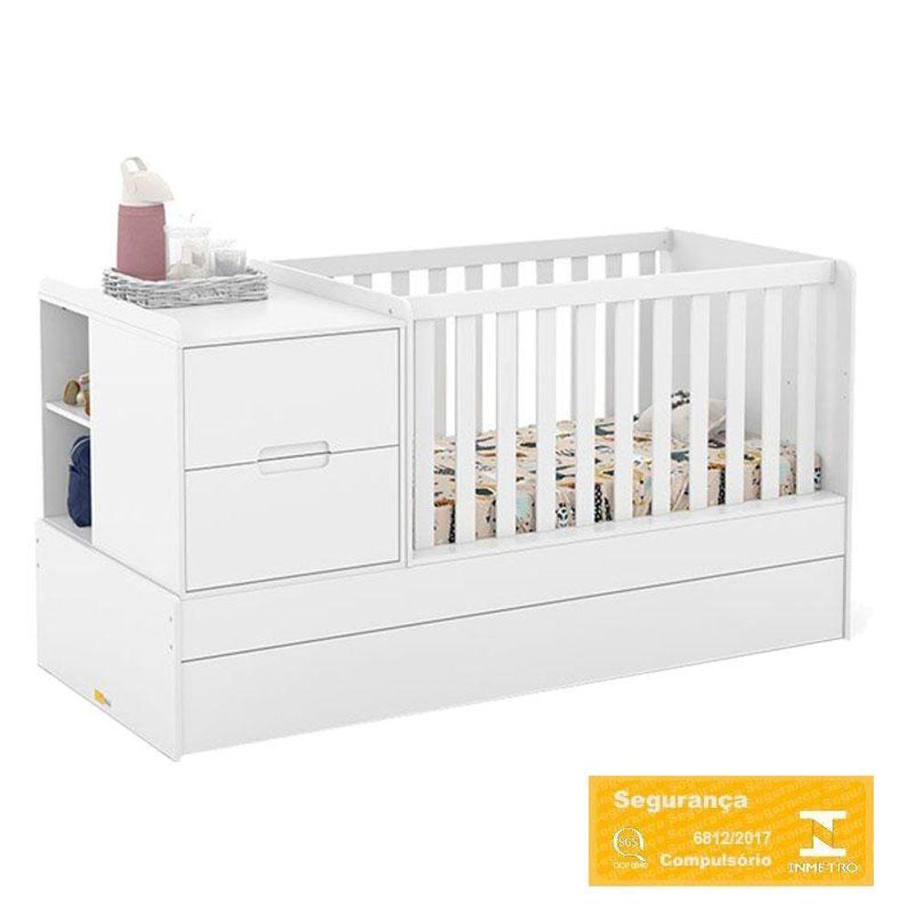 Miniatura Berço Americano Multifuncional Formare Branco Acetinado Colchão - Matic