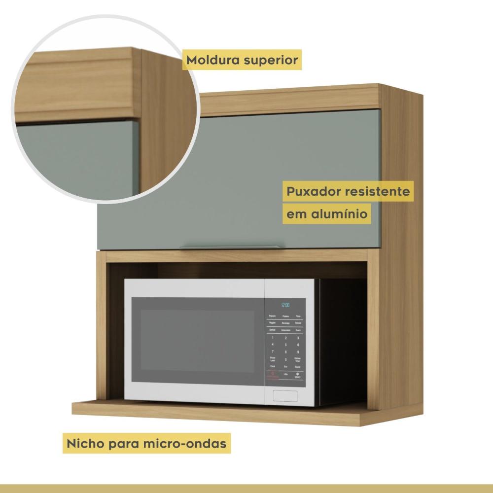 Cozinha 5 Peças 100% MDF Marquesa Nature/Verde