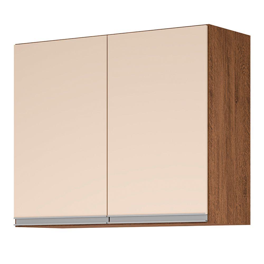 Miniatura Armario Aereo 2 Portas Milla Castanho Off White Puxador Aluminio