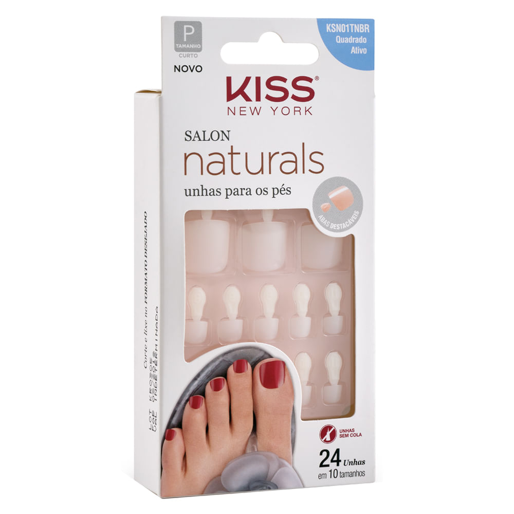 Miniatura Unhas Postiças para Pés Kiss NY - Salon Naturals 1 Un