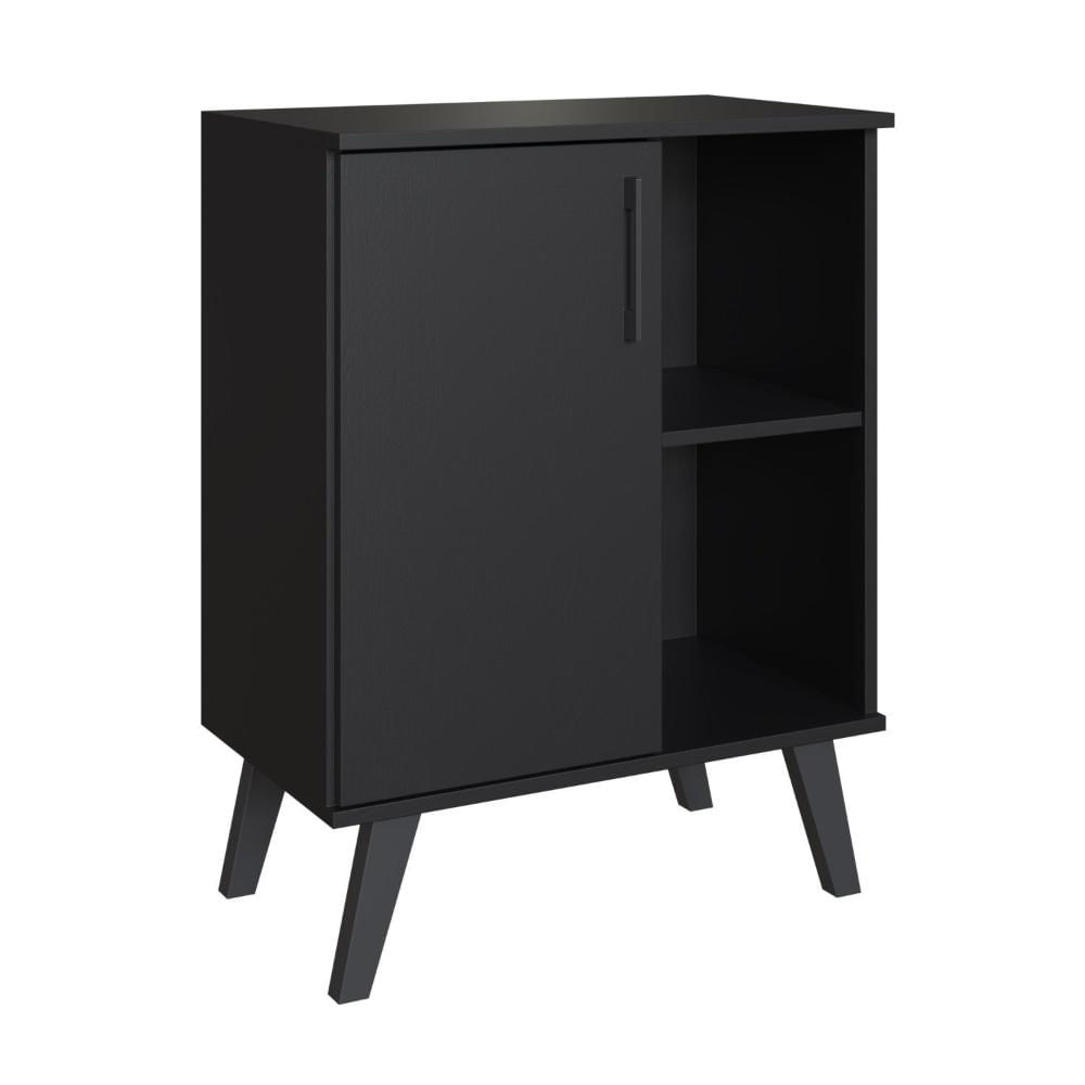 Miniatura Gabinete para Banheiro 60cm com 1 Porta e 2 Prateleiras Ba305 sem Cuba Preto