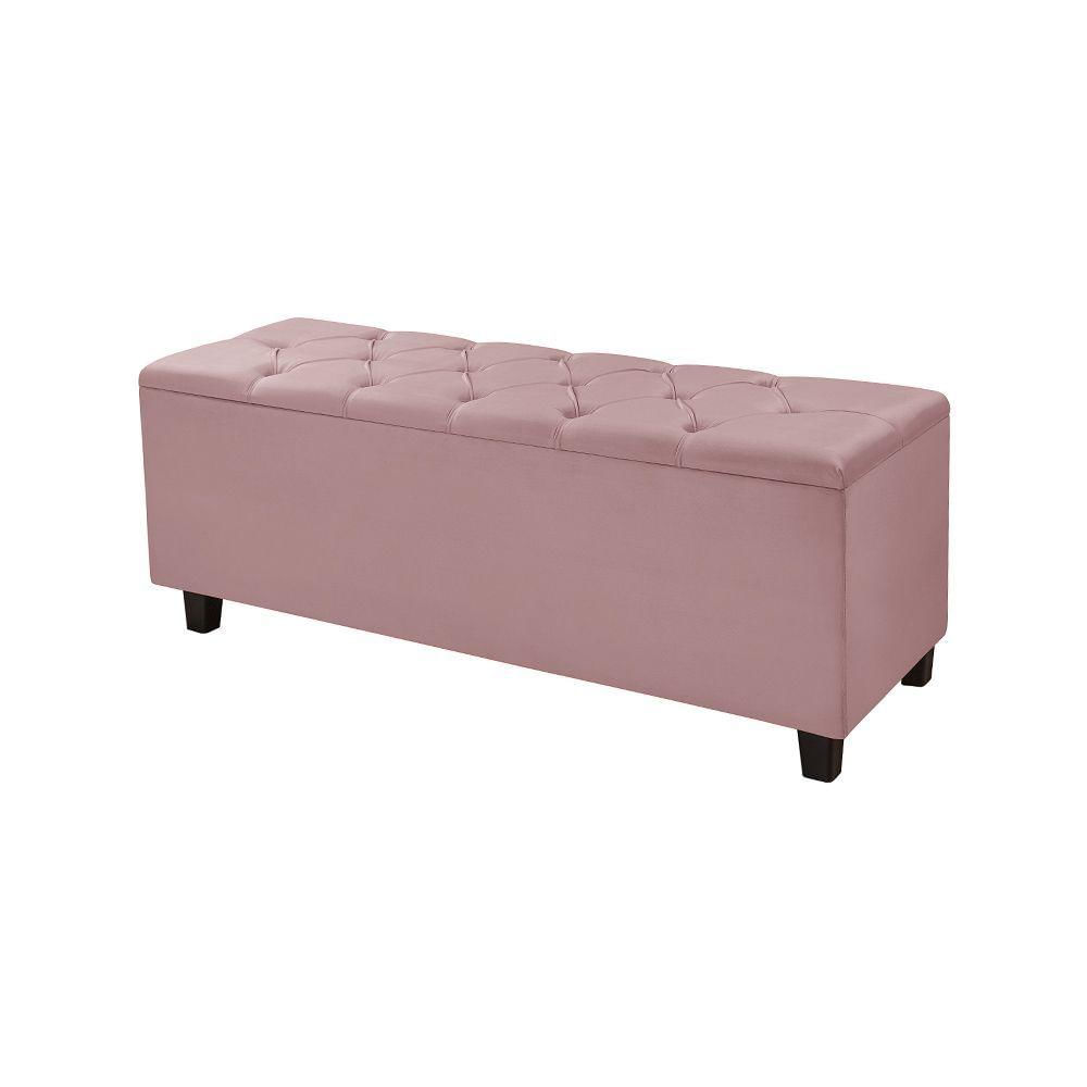 Miniatura Recamier Baú Capitonê Veludo Rosê Barcelona 0,90Cm - Cor: Rosa