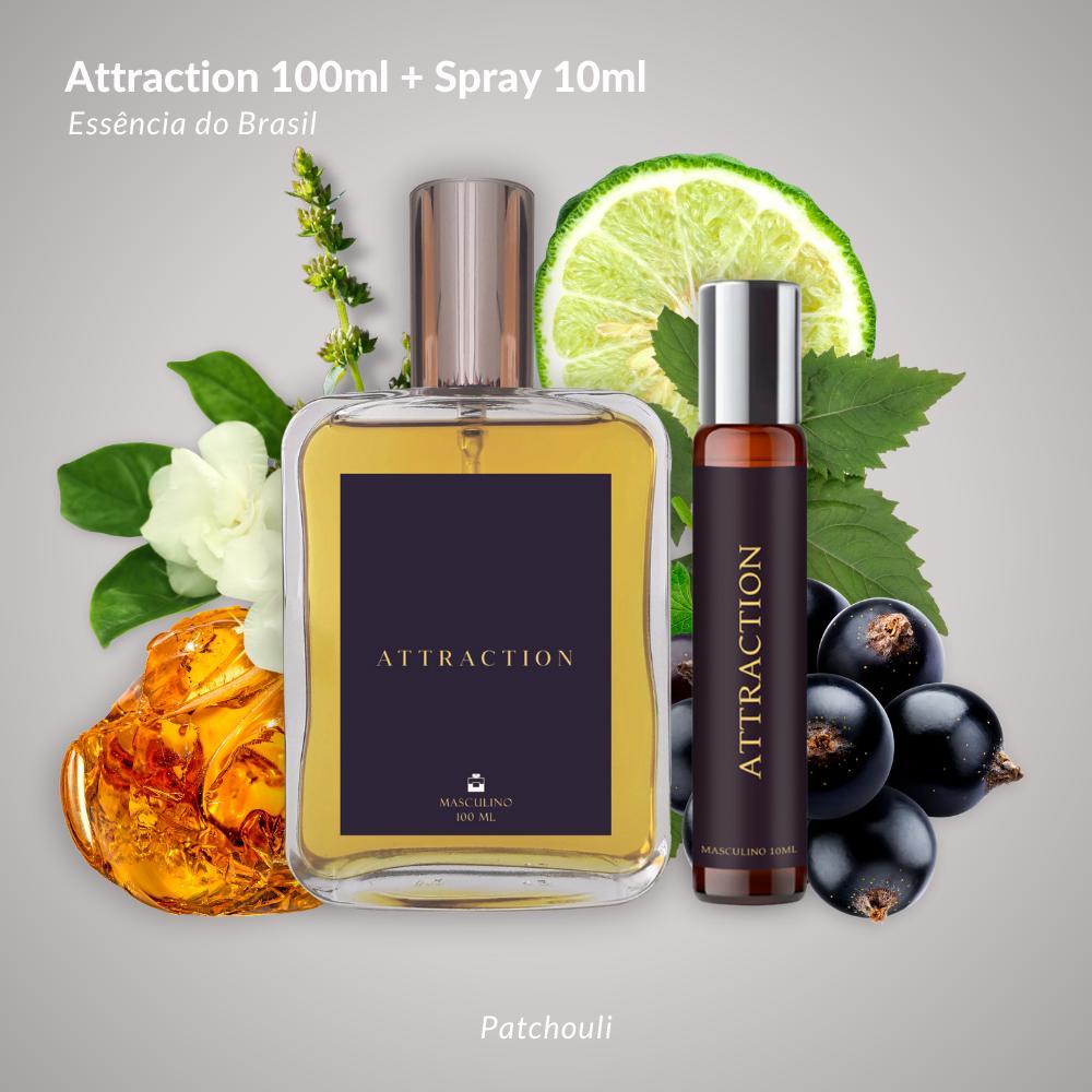 Miniatura Kit Perfume Attraction 100Ml Masculino + Spray Portátil 10Ml