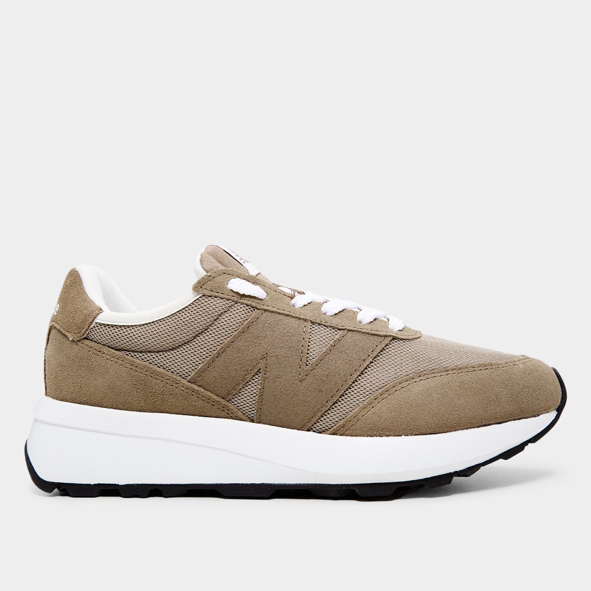 Miniatura Tênis New Balance 370v1 Unissex Marrom Claro+Branco - 38