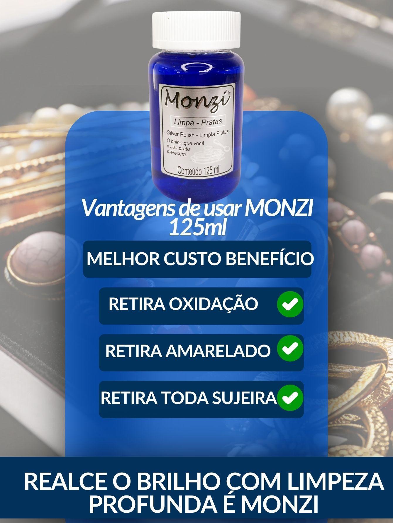 Limpa Prata 925 Monzi 125Ml Liquido Limpeza Jóia Corrente