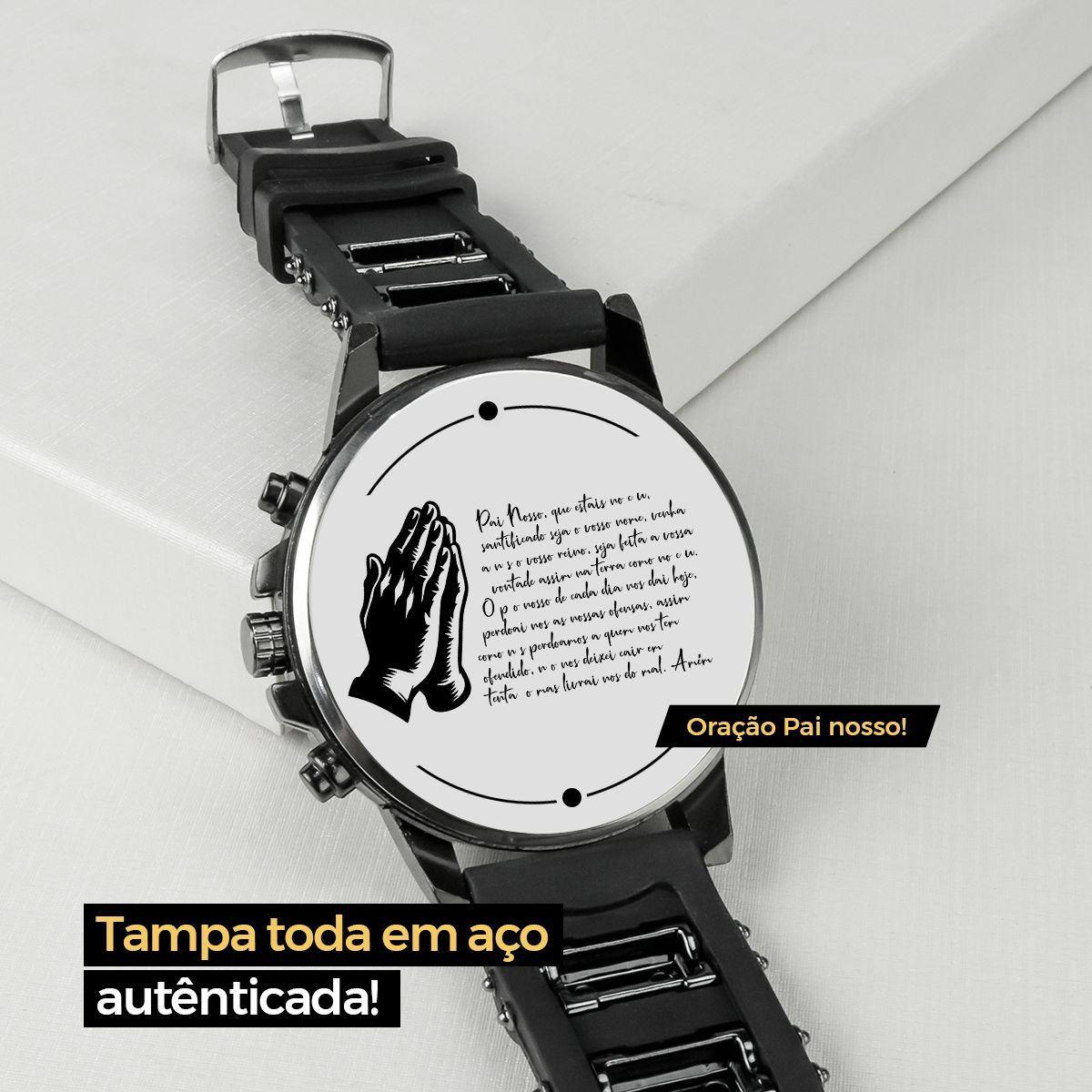 Miniatura Relogio Masculino Preto Aço + Pulseira Social Robusto