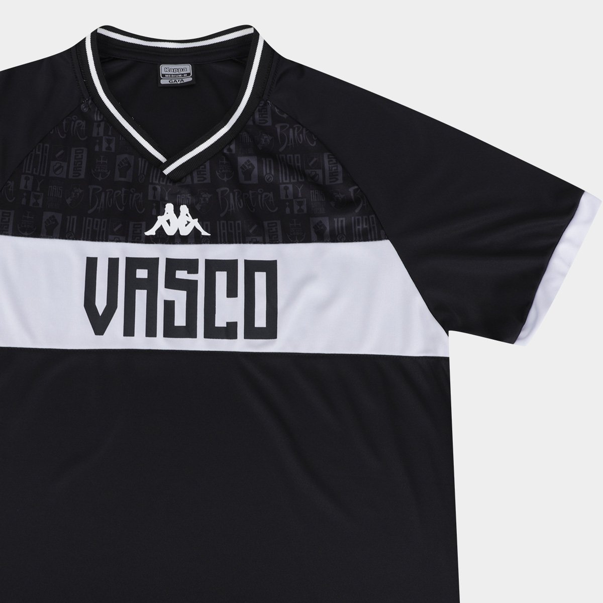 Miniatura Camisa Vasco Kappa Supporter New Masculina Preto+Branco - EGG