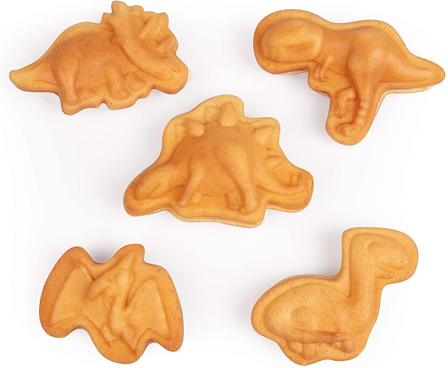 Miniatura CucinaPro Máquina de Waffle Dinossauros Divertido Crianças e Adultos 5 Dinos Antiaderente Branco 110V