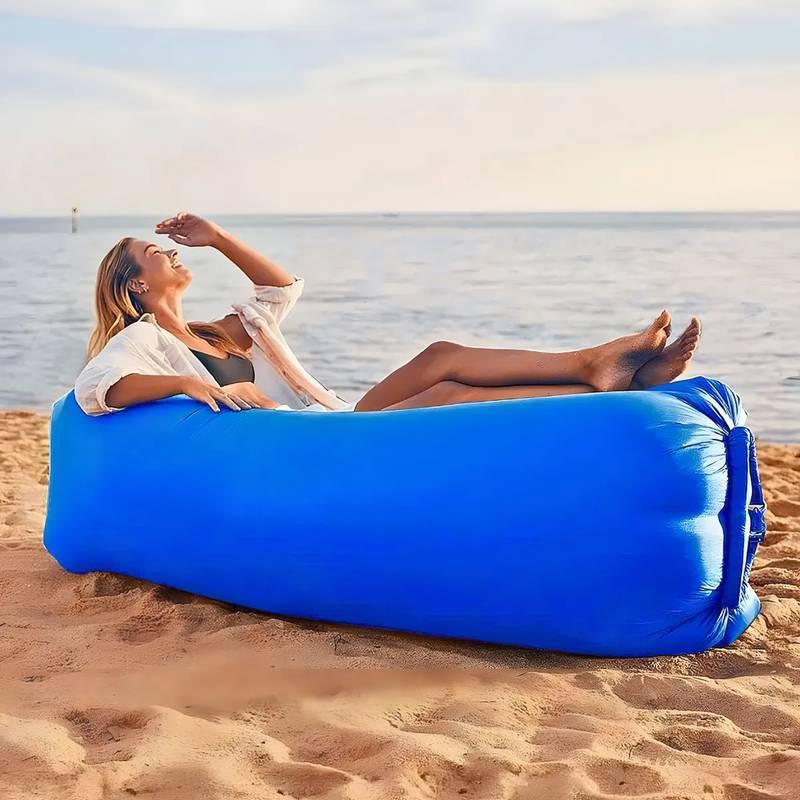 Miniatura Sofá Azul Inflável Puff Portátil Para Praia Jardim E Camping