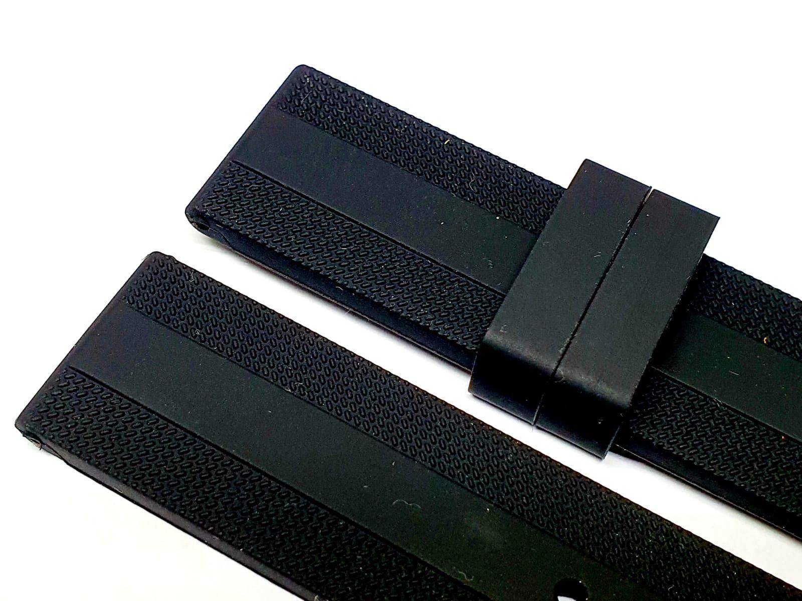 Miniatura Pulseira Reta Para Relógio De Pulso Em Borracha 22Mm Preto