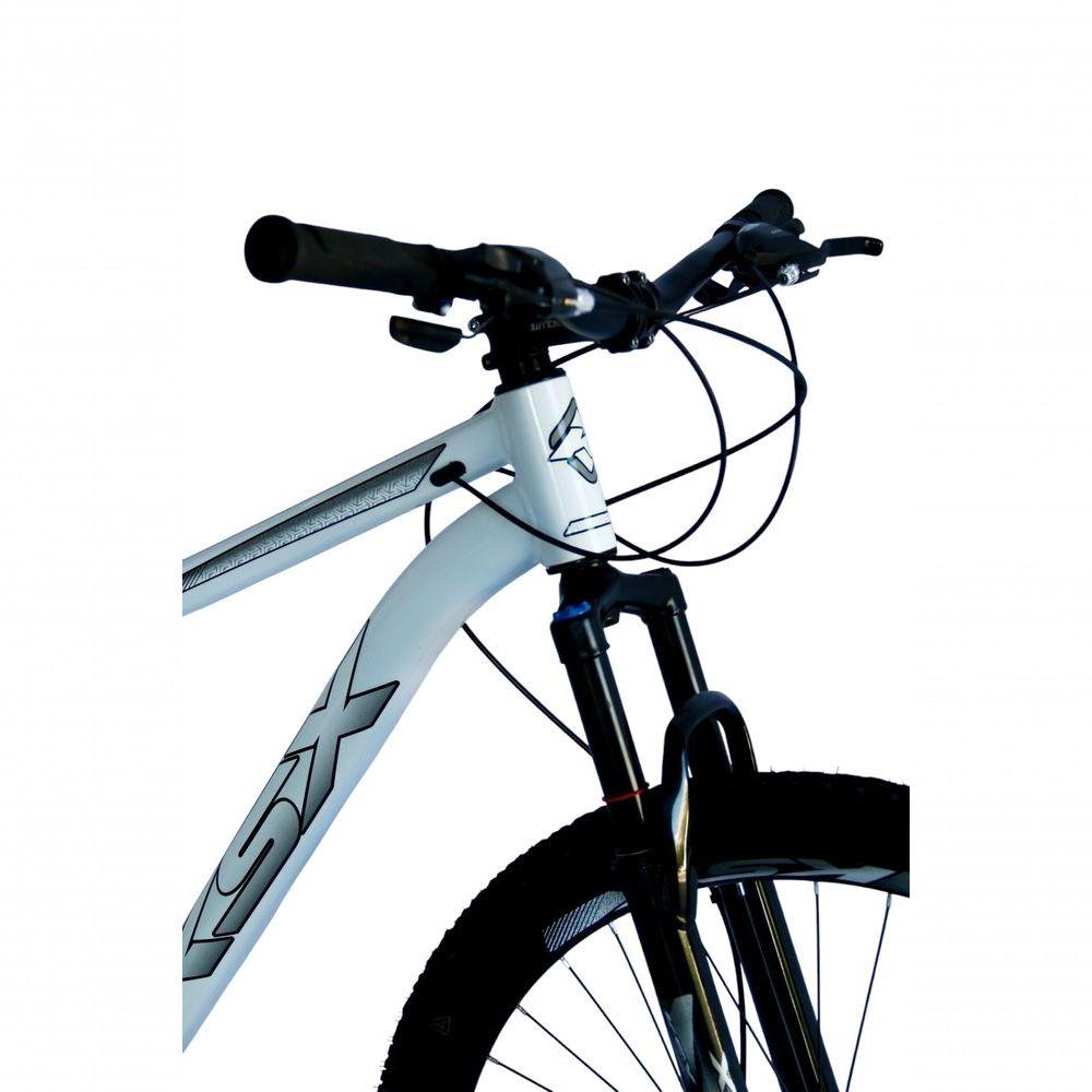 Miniatura Bicicleta Aro 29 Ksx Sd7 21v Cabos Internos Alumínio Freios A Disco Garfo Suspensão Branco Prata Tamanho 17