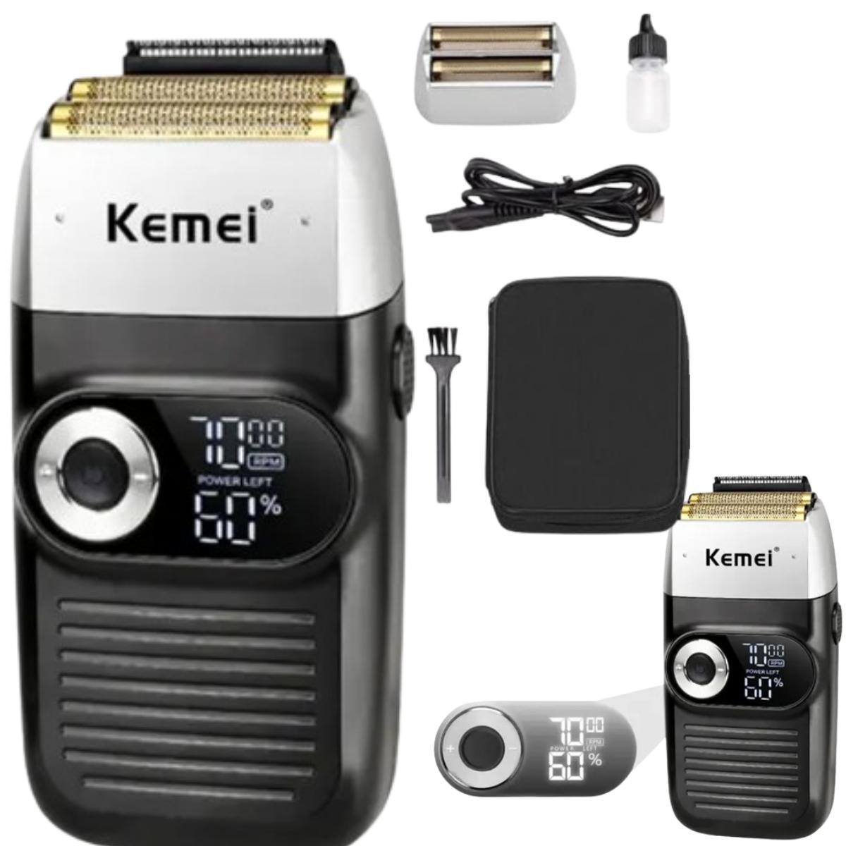 Miniatura Maquina Cortar Cabelo Kemei 2026 - Barbeador Profissional