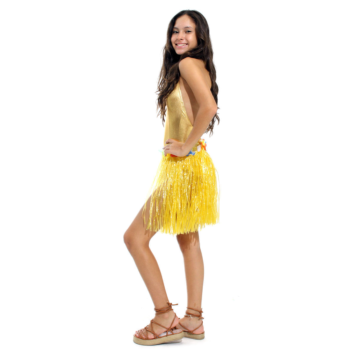Miniatura Saia Havaiana Acessório Para Fantasia Abrakadabra Amarelo