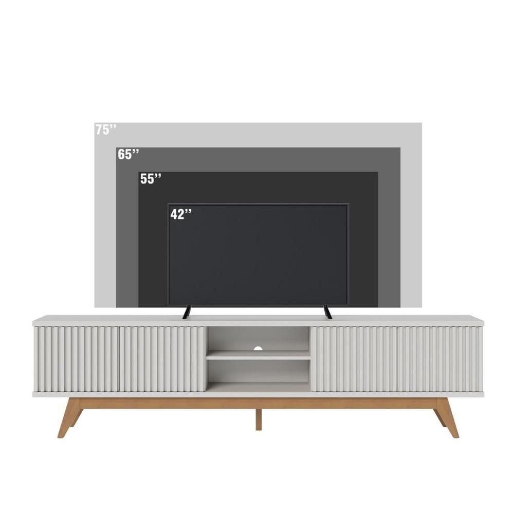 Rack Bancada Com 4 Portas Ripadas Fortaleza - Off White Matte Off White Matte