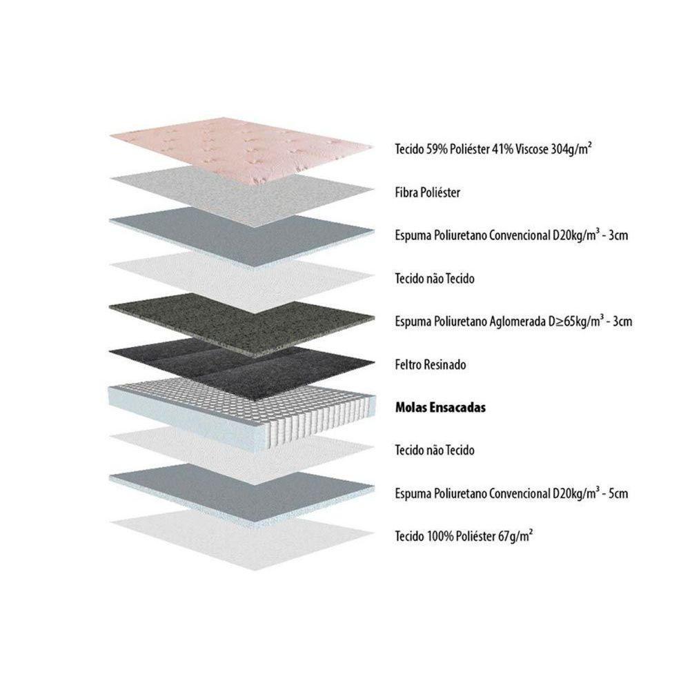 Cama Box Baú King: Colchão Molas Ensacadas Herval Pallace Bambu Plus + Base Bege(193X203)