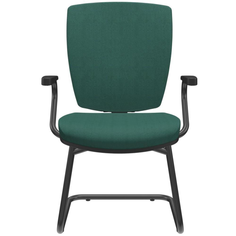 Kit 3 Cadeiras De Escritório Fixa Executiva Office Preto Slim Alta Flexi P03 Poliéster Verde - Lyam